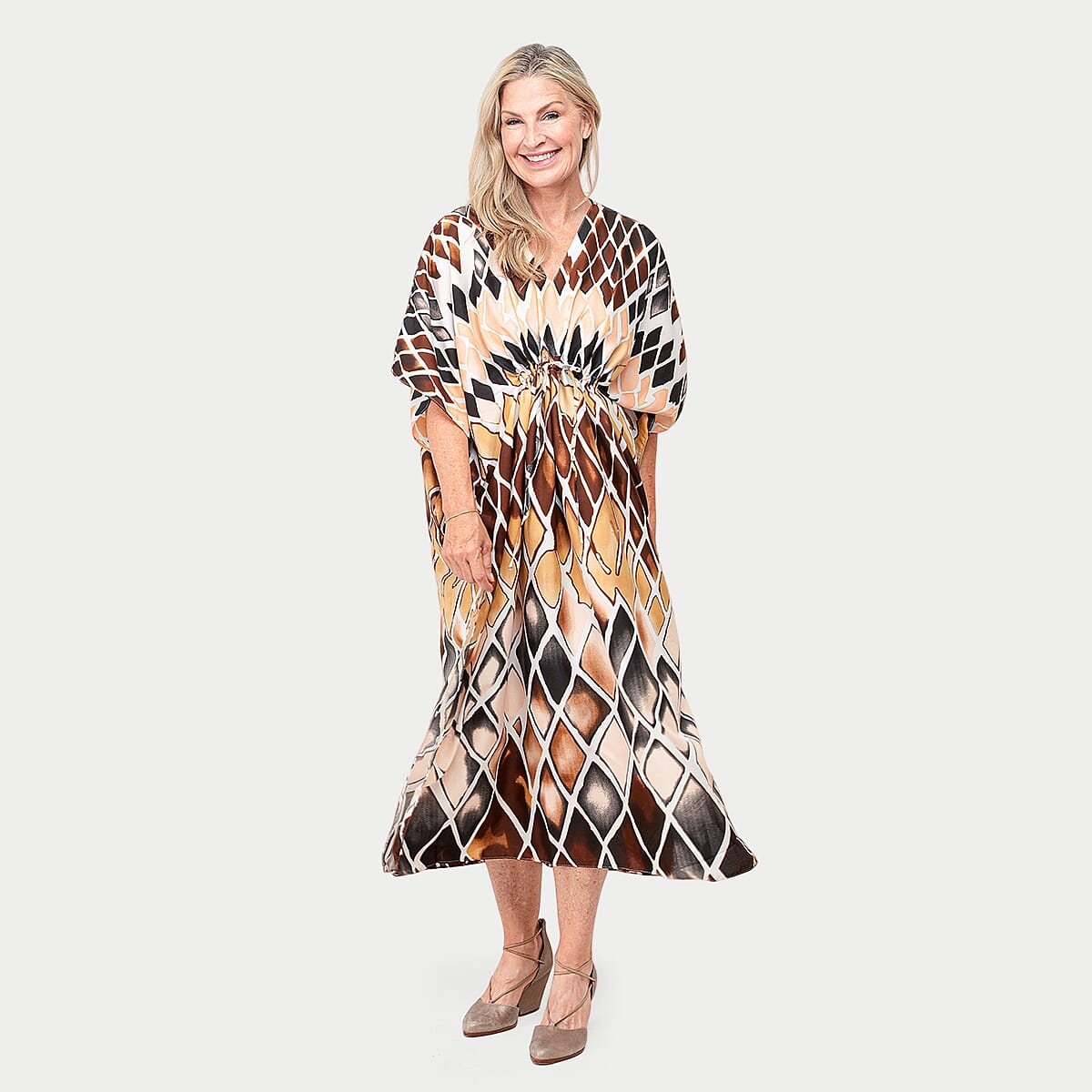 Winlar Brown Kaftan Maxi Dress - One Size Fits Most