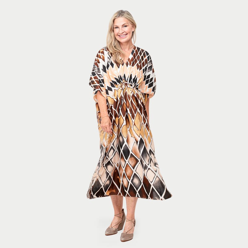 Winlar Brown Kaftan Maxi Dress - One Size Fits Most