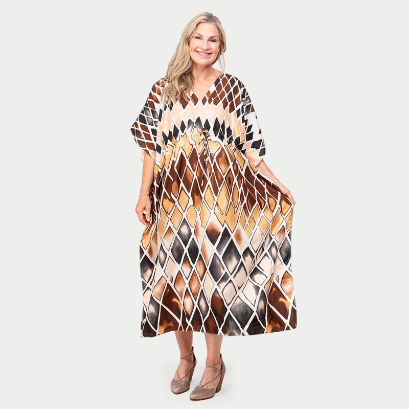 Winlar Brown Kaftan Maxi Dress - One Size Fits Most