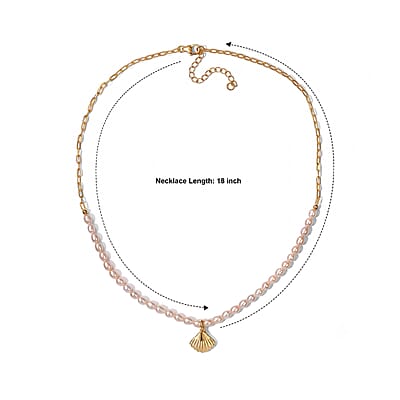D'Joy Freshwater Pearl Seashell Necklace in 18K Vermeil Yellow Gold Over Sterling Silver (18 Inches)