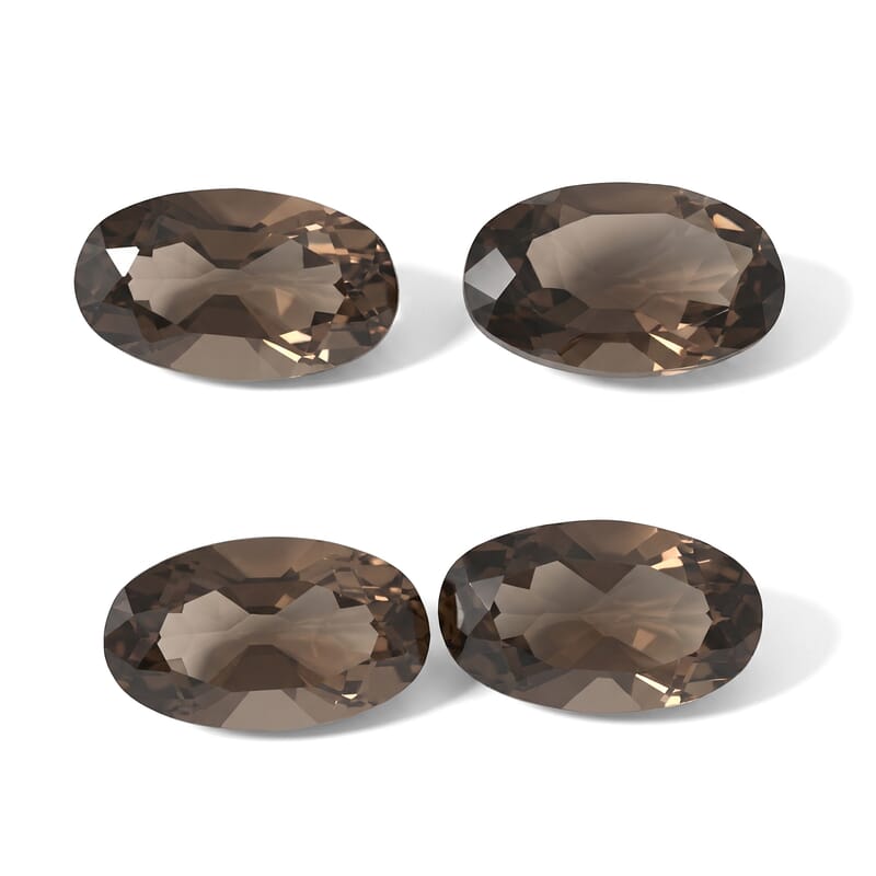 Brazilian Smoky Quartz Set of 4 (Ovl 5x3 mm) 0.69 ctw