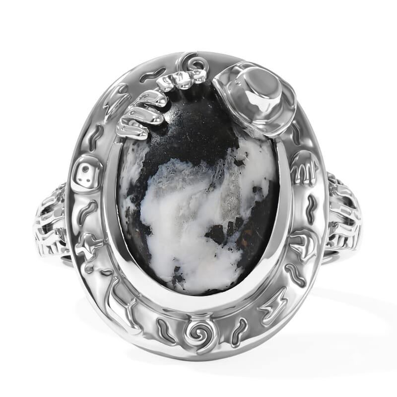 D'Joy Artisan Crafted Premium White Buffalo 6.25 ctw Desert Cowboy Ring in Sterling Silver (Size 6.0)