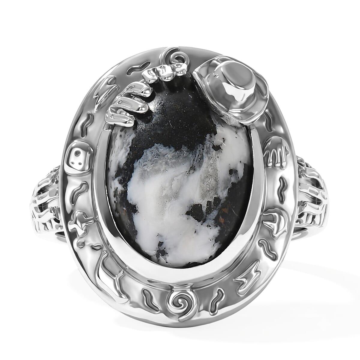 D''Joy Artisan Crafted Premium White Buffalo 6.60 ctw Ring in Sterling Silver (Size 7.0)