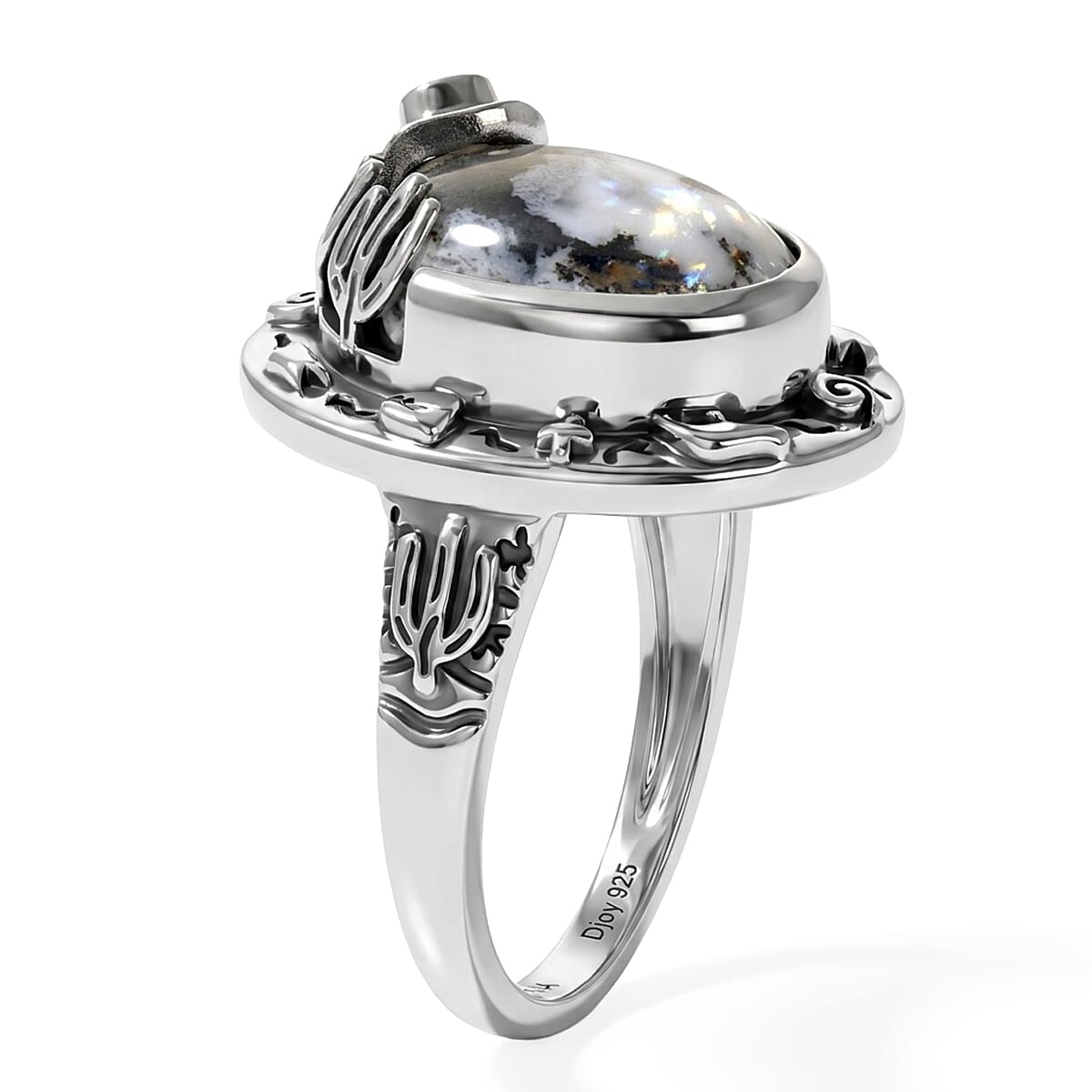 D'Joy Artisan Crafted Premium White Buffalo 6.25 ctw Desert Cowboy Ring in Sterling Silver (Size 7.0)