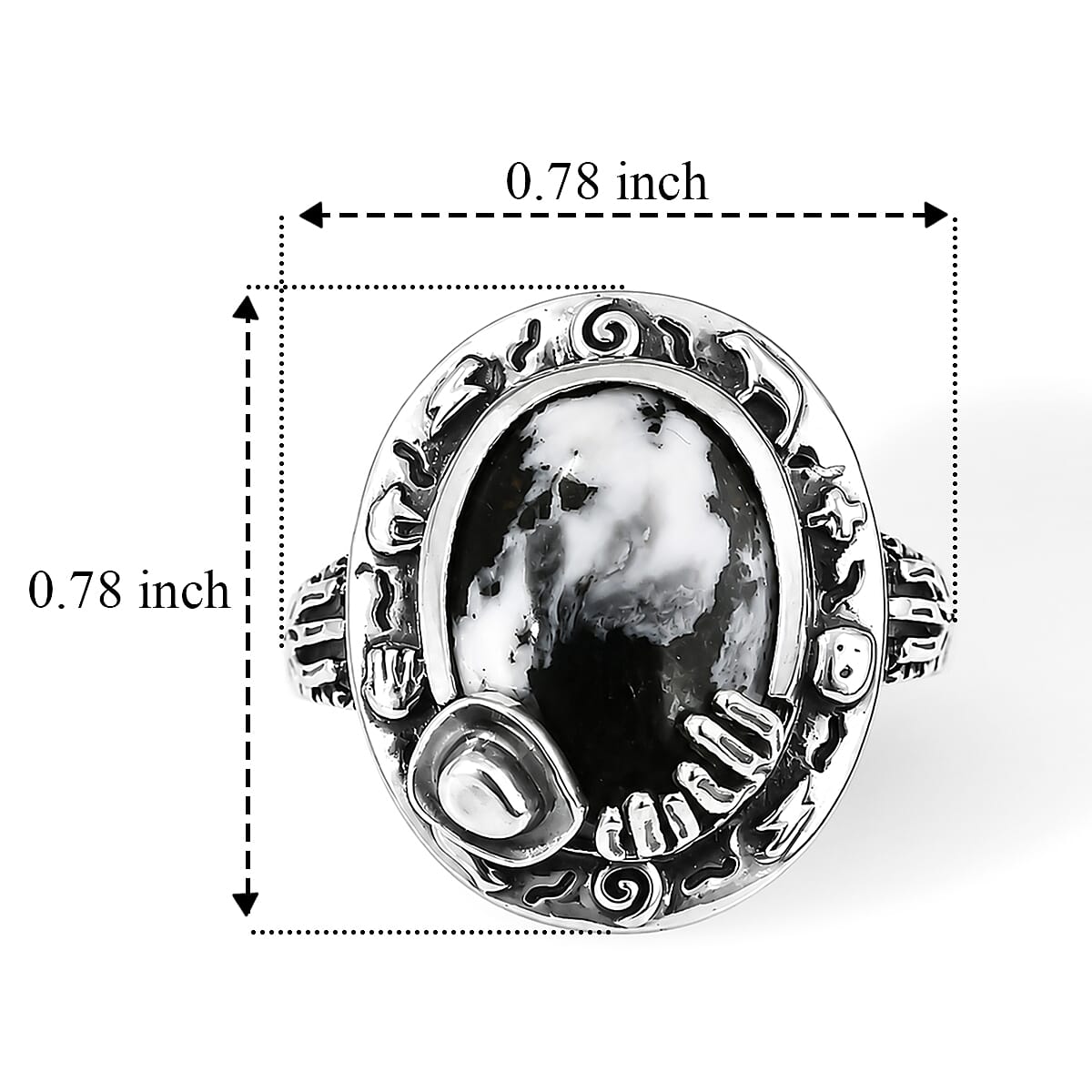 D'Joy Artisan Crafted Premium White Buffalo 6.25 ctw Desert Cowboy Ring in Sterling Silver (Size 7.0)
