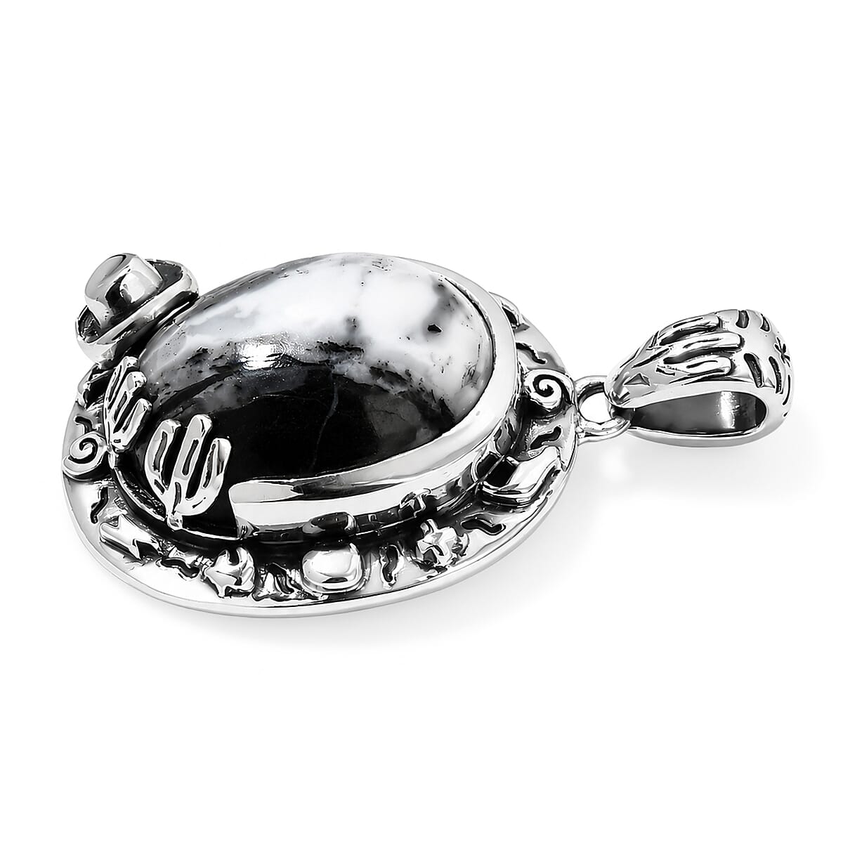 D'Joy Artisan Crafted Premium White Buffalo 9.60 ctw Pendant without Chain in Sterling Silver
