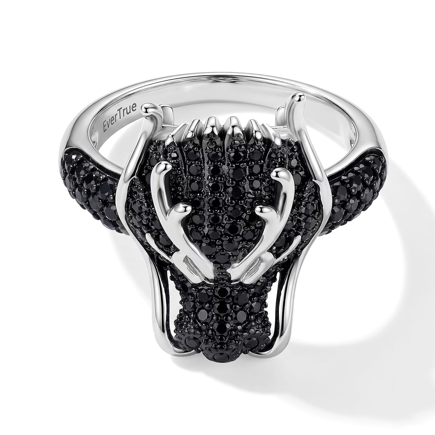 EverTrue Thai Black Spinel and Simulated Green Diamond 1.50 ctw Stag Ring in Dualtone (Size 8.0)
