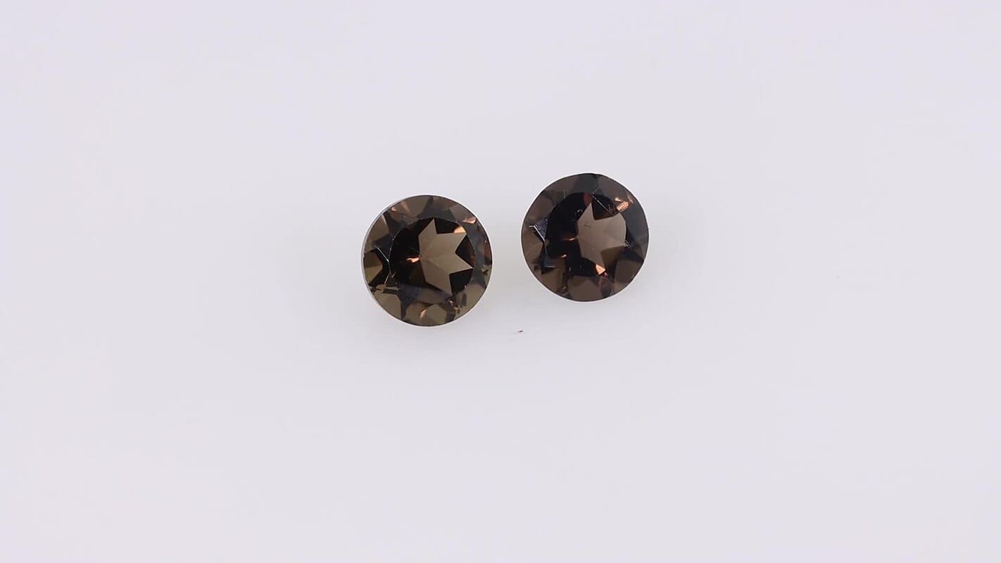 Brazilian Smoky Quartz Set of 2 (Rnd 6 mm) 1.38 ctw