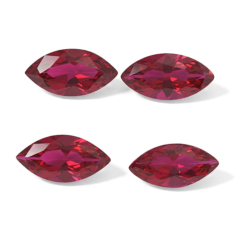 Lab Created Ruby Set of 4 (Mrq 6x3 mm) 0.88 ctw