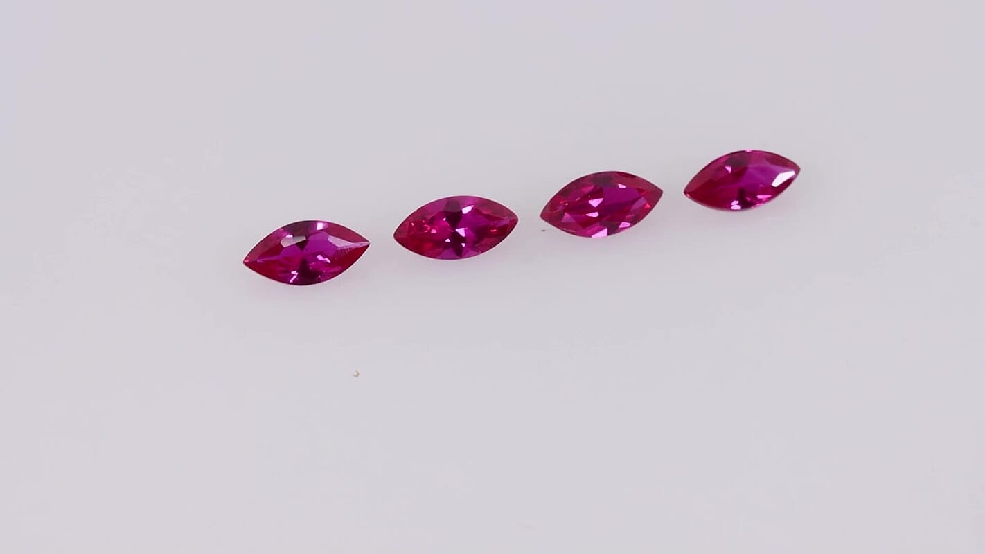 Lab Created Ruby Set of 4 (Mrq 6x3 mm) 0.88 ctw
