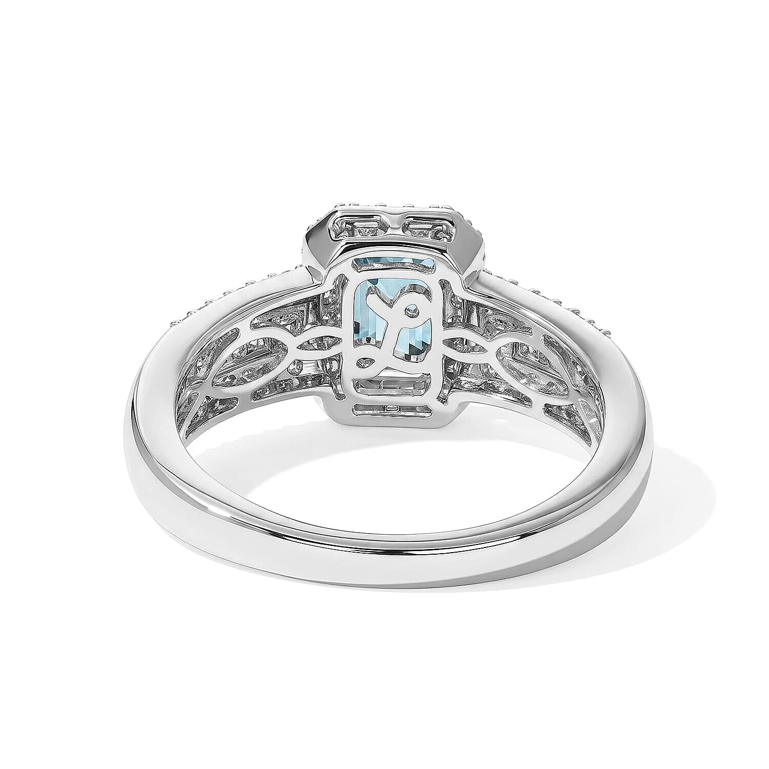 Luxoro AAA Monte Belo Indicolite and Diamond I2 1.60 ctw Regal Chevron Ring in 10K White Gold (Size  5.0)