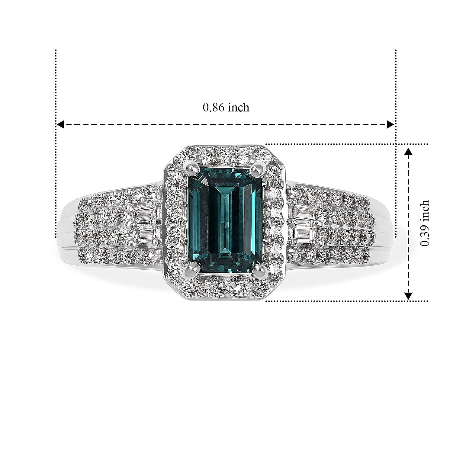 Luxoro AAA Monte Belo Indicolite and Diamond I2 1.60 ctw Regal Chevron Ring in 10K White Gold (Size  5.0)