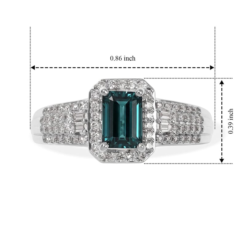 Luxoro AAA Monte Belo Indicolite and Diamond I2 1.60 ctw Regal Chevron Ring in 10K White Gold (Size  5.0)