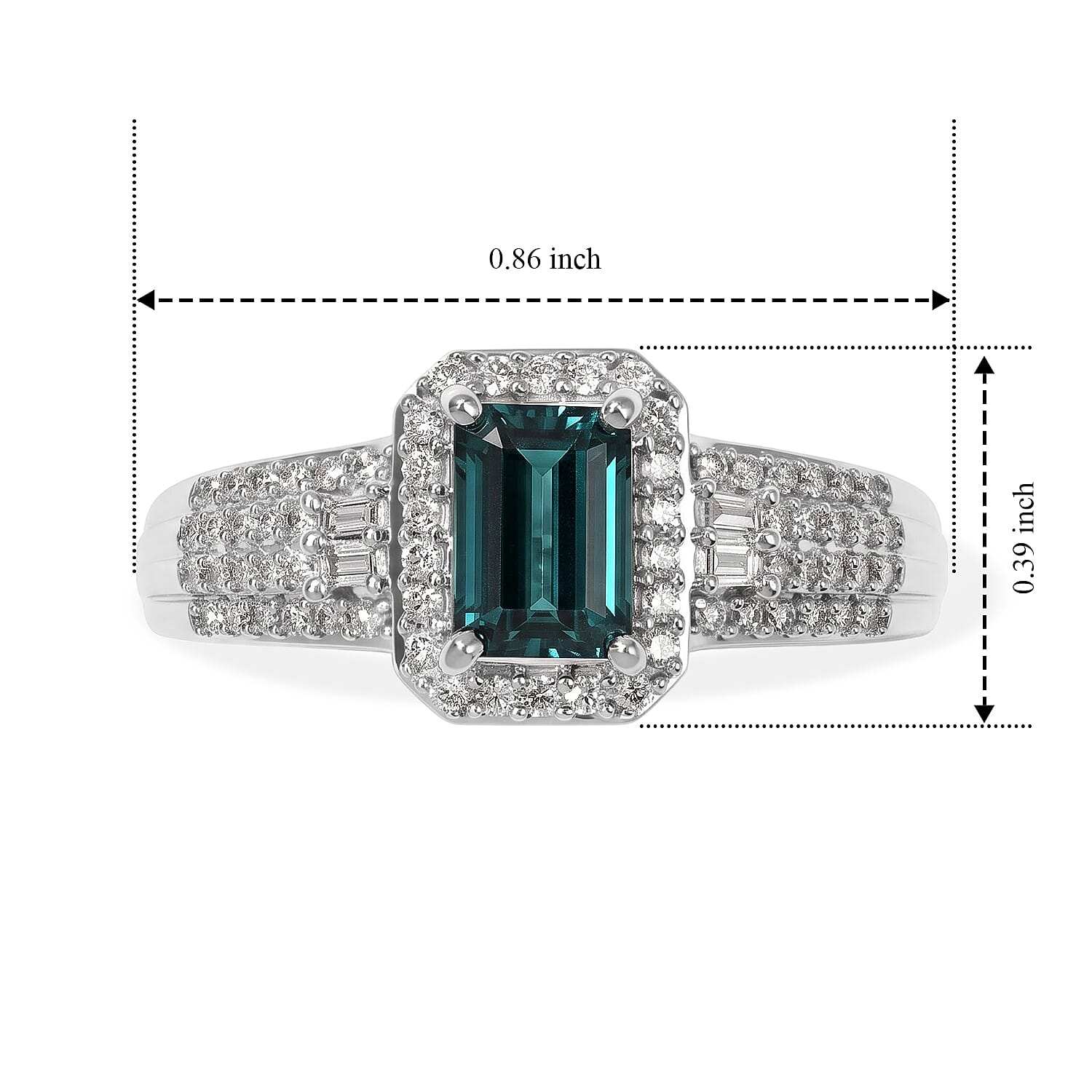 Luxoro AAA Monte Belo Indicolite and Diamond I2 1.60 ctw Regal Chevron Ring in 10K White Gold (Size 6.0)
