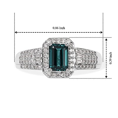 Luxoro AAA Monte Belo Indicolite and Diamond I2 1.60 ctw Regal Chevron Ring in 10K White Gold (Size 6.0)