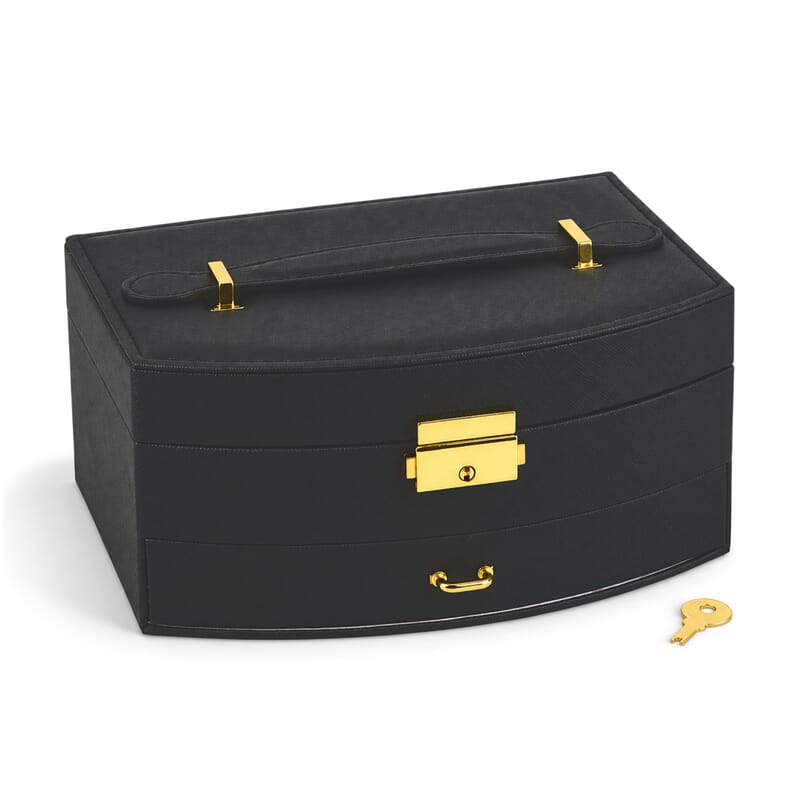 Black Faux Leather 2 Layer Jewelry Box