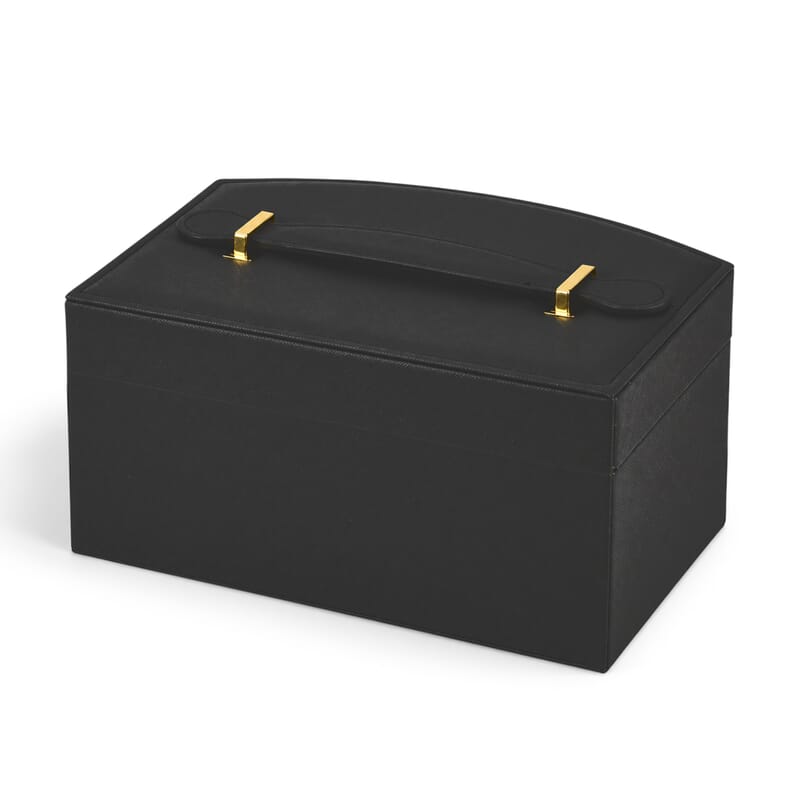 Black Faux Leather 2 Layer Jewelry Box