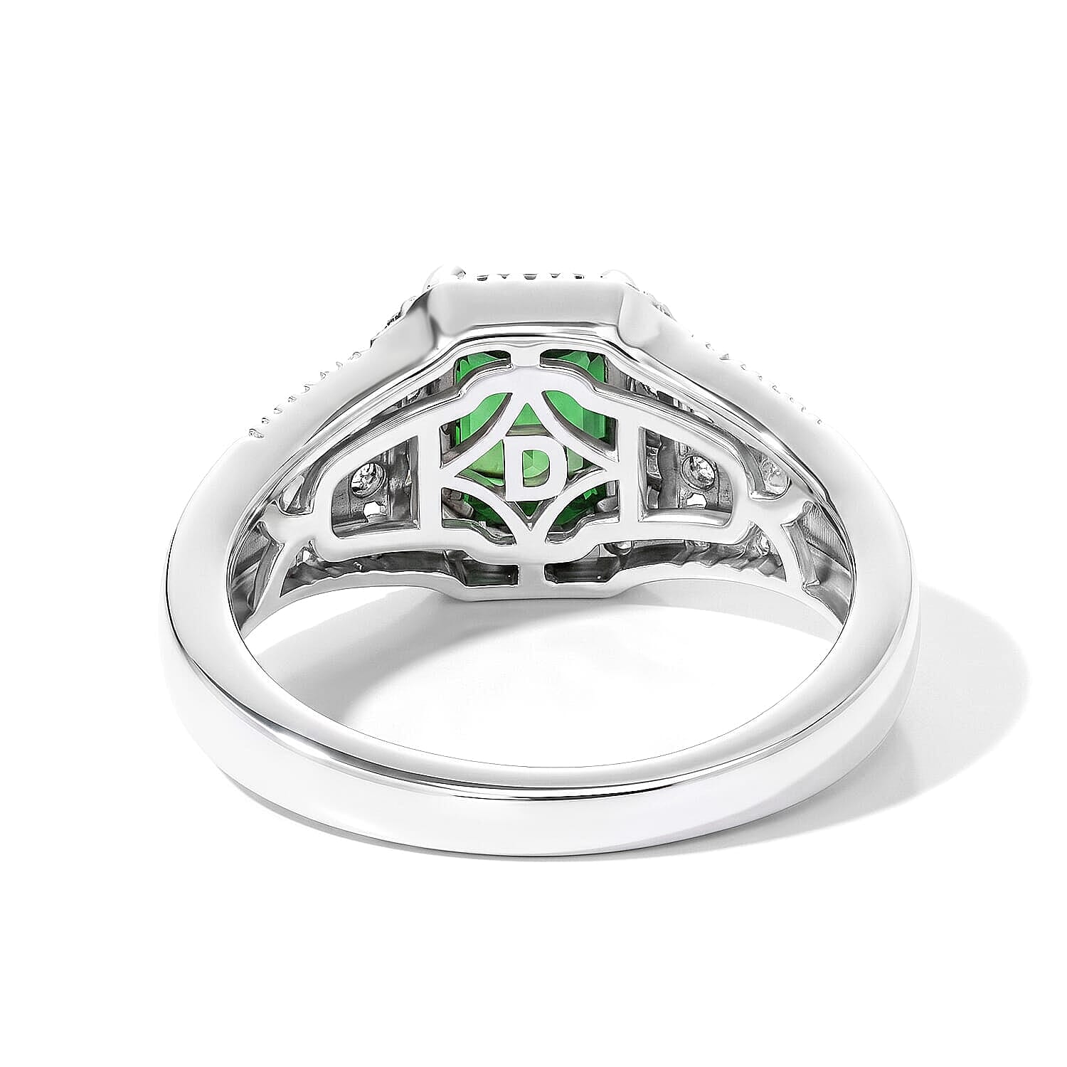 D'Joy Premium Mint Tourmaline, AAA Paraiba Tourmaline and Moissanite 1.40 ctw Ring in Rhodium Over Sterling Silver (Size 5.0)