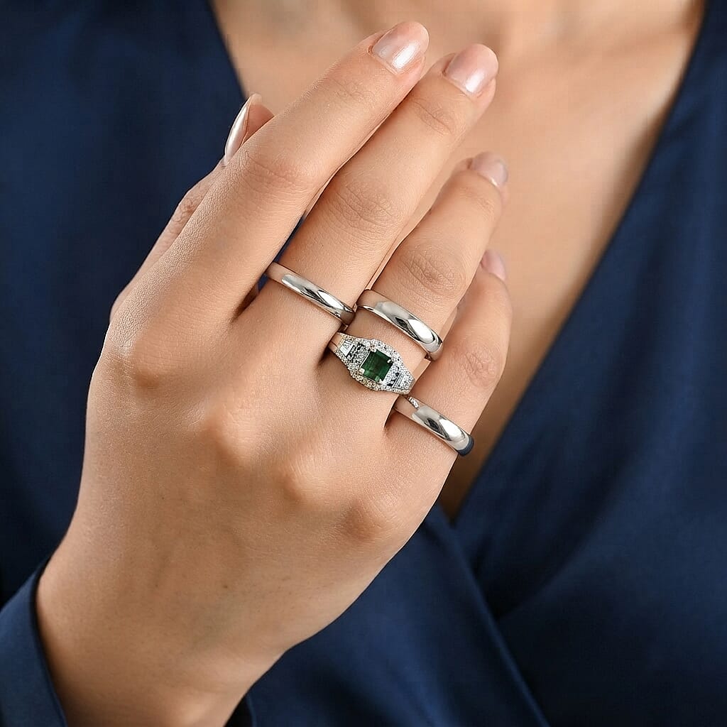 D'Joy Premium Mint Tourmaline, AAA Paraiba Tourmaline and Moissanite 1.40 ctw Ring in Rhodium Over Sterling Silver (Size 6.0)