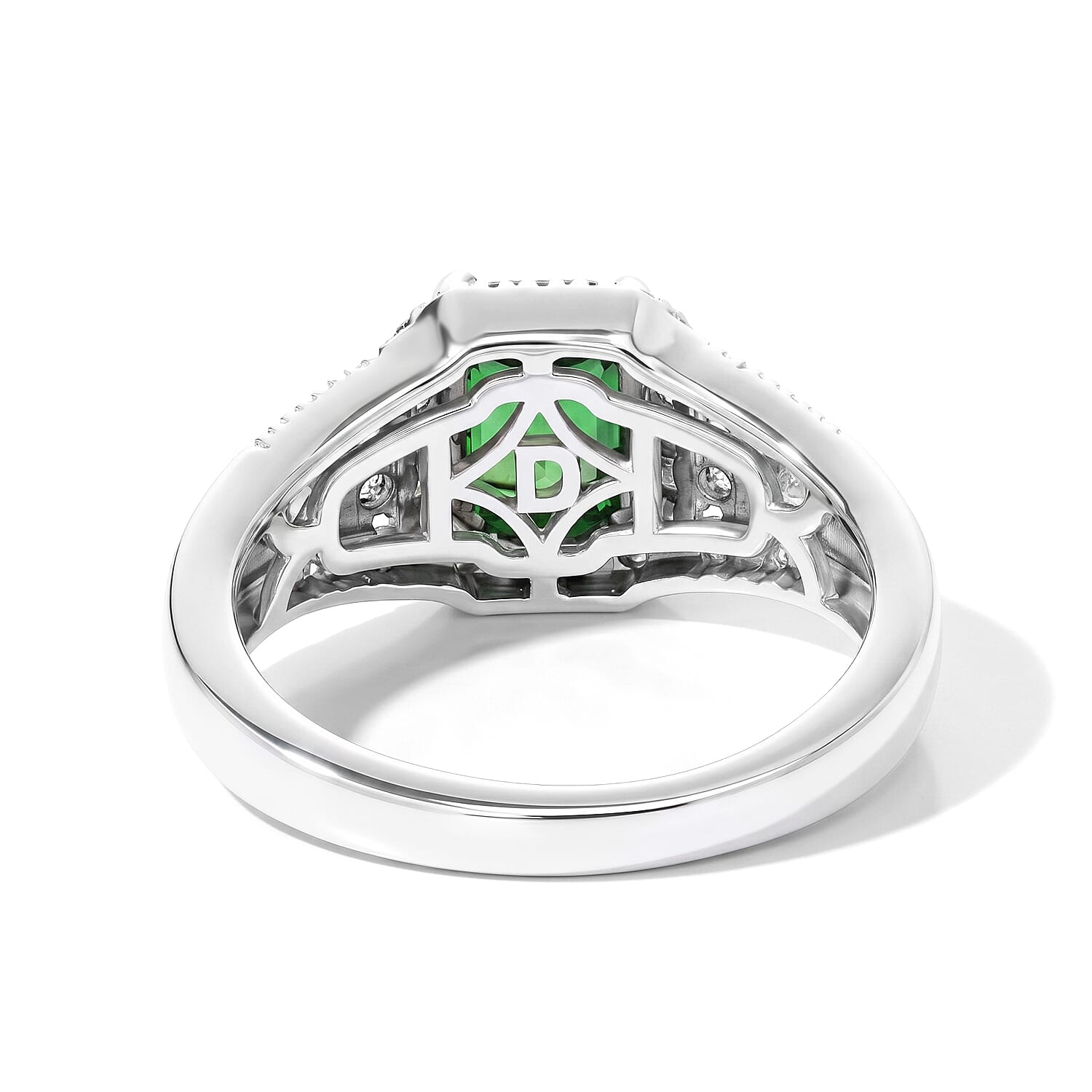 D'Joy Premium Mint Tourmaline, AAA Paraiba Tourmaline and Moissanite 1.40 ctw Ring in Rhodium Over Sterling Silver (Size 6.0)