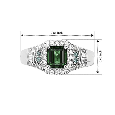 D'Joy Premium Mint Tourmaline, AAA Paraiba Tourmaline and Moissanite 1.40 ctw Ring in Rhodium Over Sterling Silver (Size 6.0)