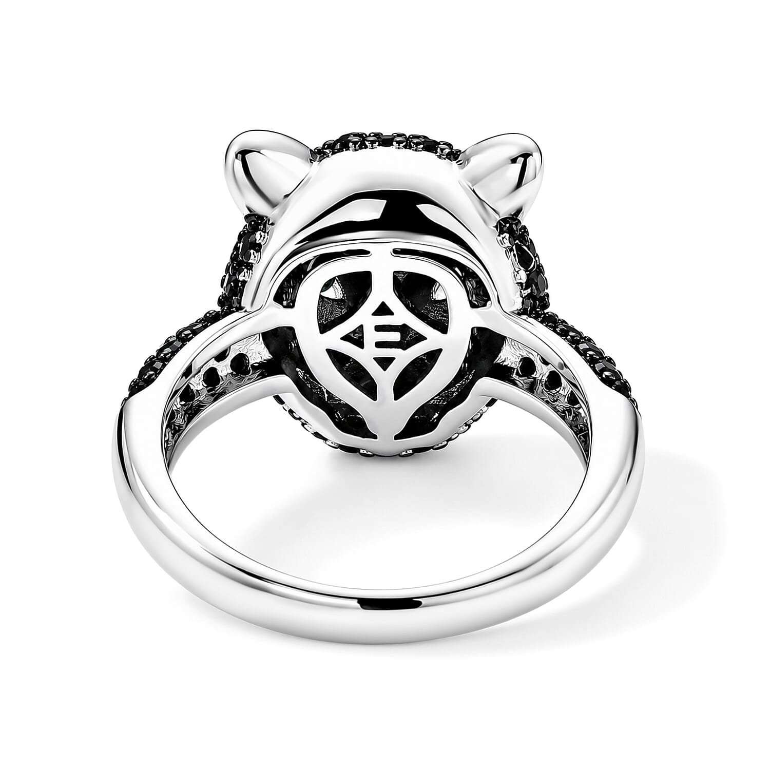 EverTrue Thai Black Spinel and Simulated Green Diamond 1.50 ctw Leopard Ring in Dualtone (Size 8.0)