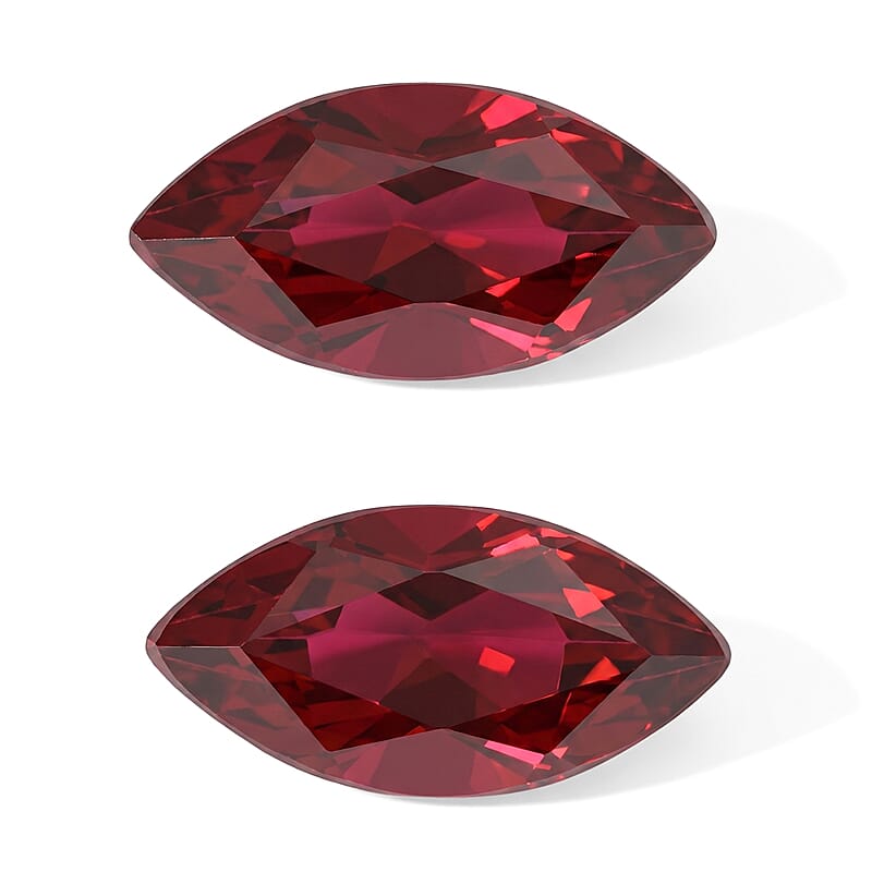 Lab Created Ruby Set of 2 (Mrq 7x3.5 mm) 0.85 ctw