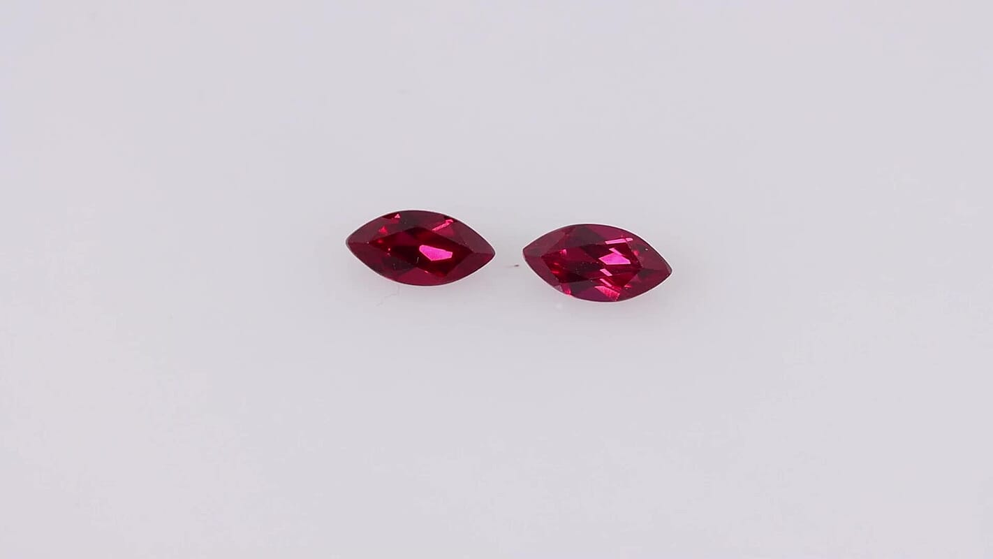 Lab Created Ruby Set of 2 (Mrq 7x3.5 mm) 0.85 ctw