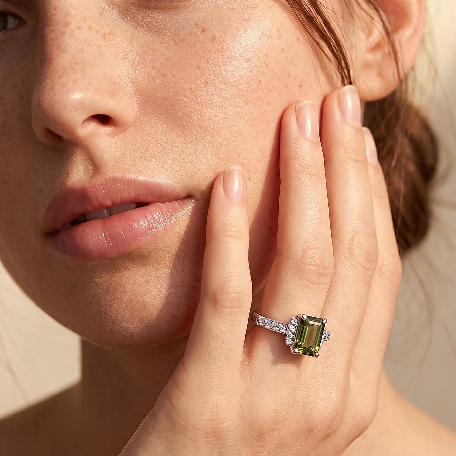 AAA Mint Tourmaline and Luxuriant Lab Grown Diamond G-H SI 1.50 ctw Ring in Rhodium Over Sterling Silver (Size 6.0)