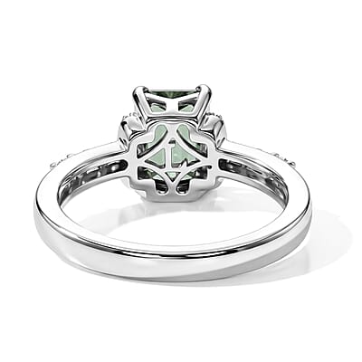 AAA Mint Tourmaline and Luxuriant Lab Grown Diamond G-H SI 1.50 ctw Ring in Rhodium Over Sterling Silver (Size 6.0)