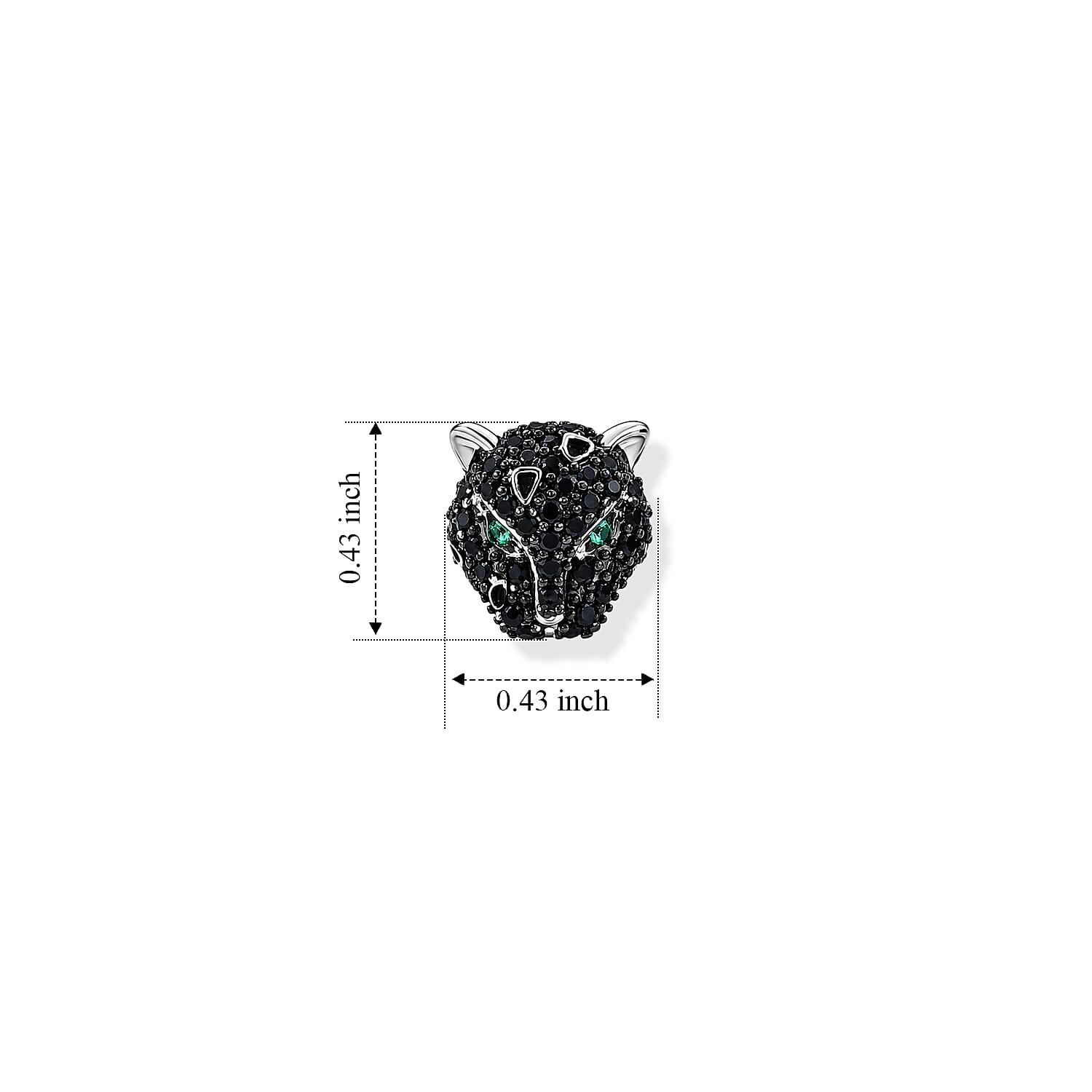 EverTrue Thai Black Spinel and Simulated Green Diamond 1.30 ctw Leopard Earrings in Silvertone