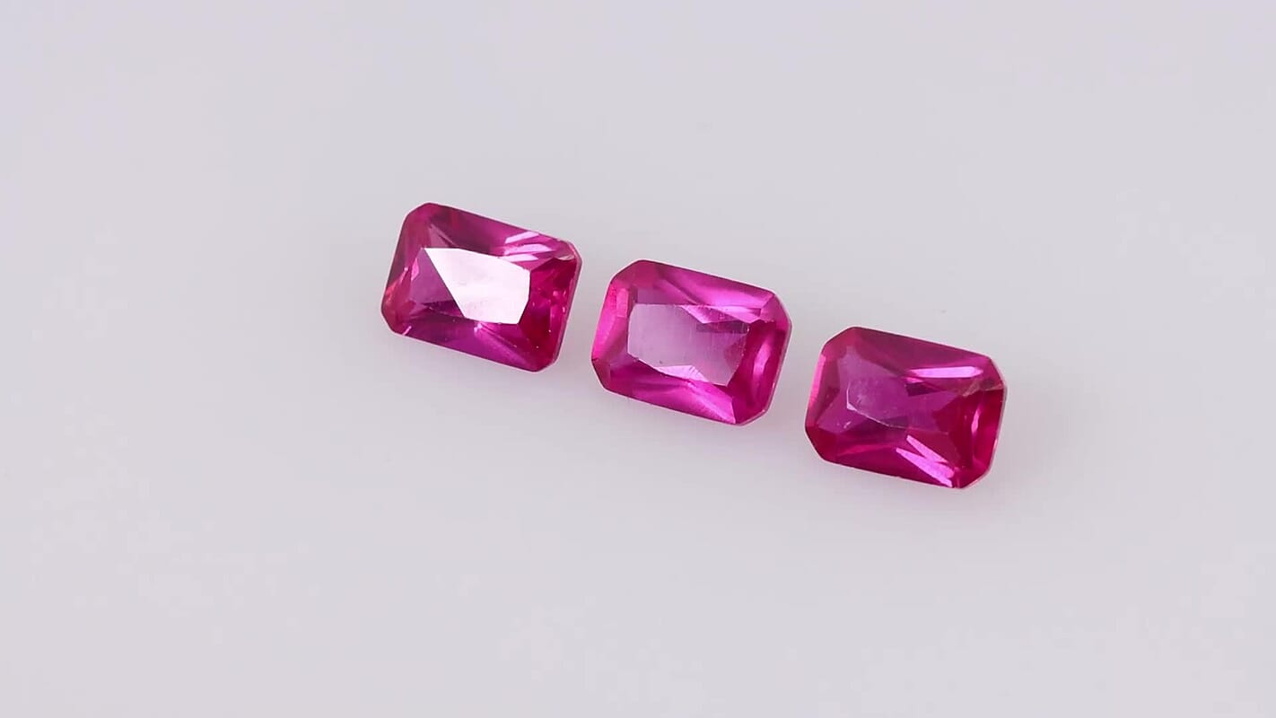 AA Lab Created Ruby Set of 3 (Oct 7x5 mm) 3.10 ctw