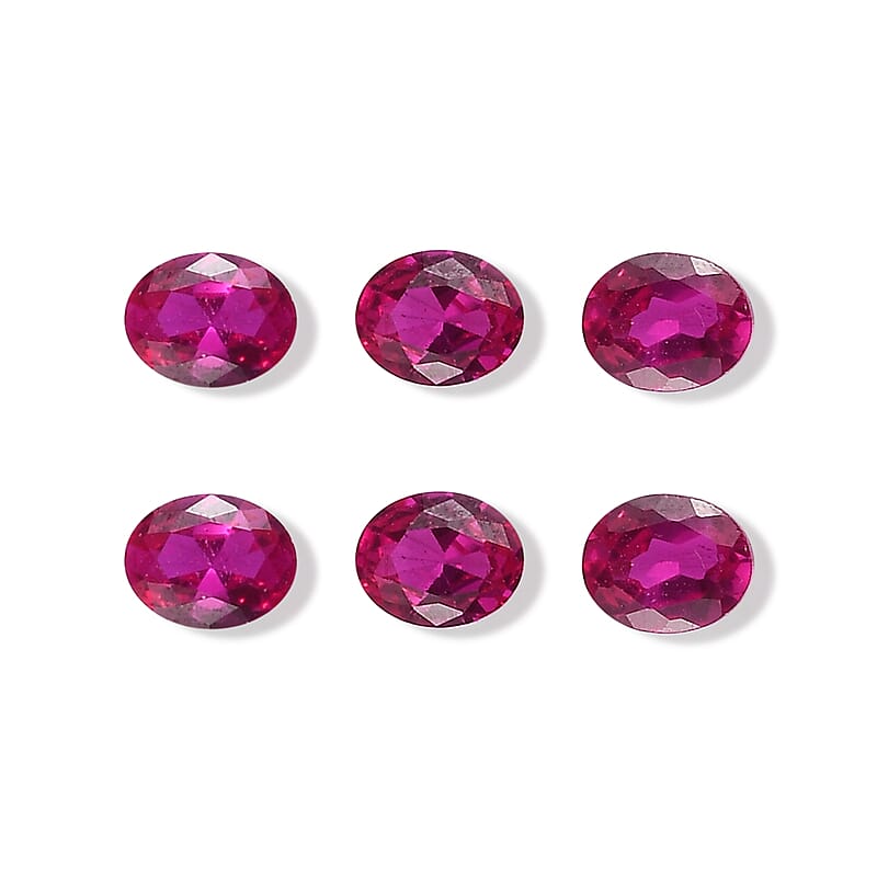 Lab Created Ruby Set of 6 (Ovl 5x4 mm) 2.28 ctw