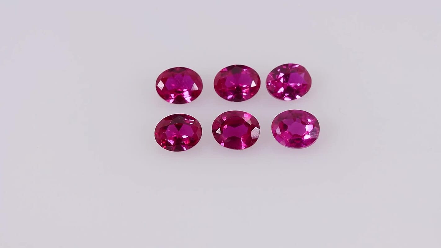 Lab Created Ruby Set of 6 (Ovl 5x4 mm) 2.28 ctw