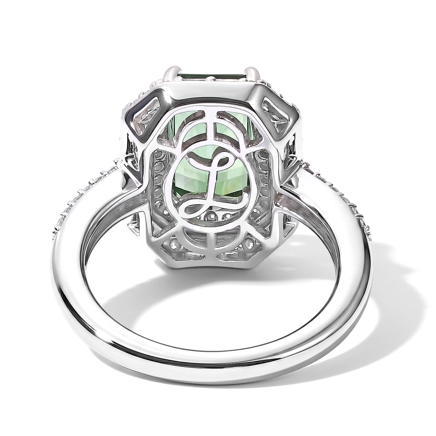 Luxoro AAA Arquiana Mint Tourmaline and Diamond I2 3.80 ctw Halo Majesty Ring in 14K White Gold (Size 6.0)