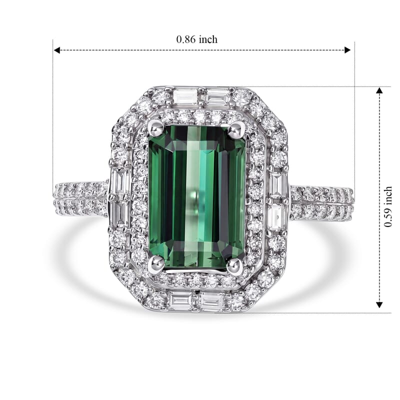 Luxoro AAA Arquiana Mint Tourmaline and Diamond I2 3.80 ctw Halo Majesty Ring in 14K White Gold (Size 6.0)