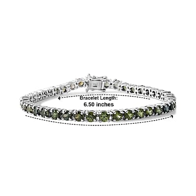 D'Joy Premium Shades of Natural Australian Sapphire 13.90 ctw Bracelet in Rhodium Over Sterling Silver (6.50 In)