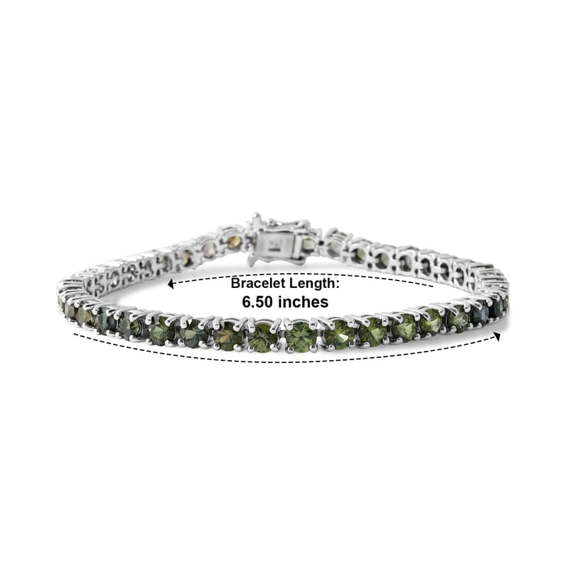 D'Joy Premium Shades of Natural Australian Sapphire 13.90 ctw Spectrum Line Bracelet in Rhodium Over Sterling Silver (6.50 In)