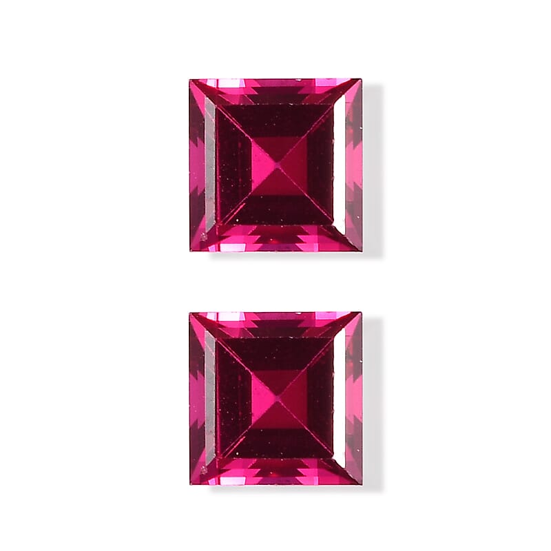 Lab Created Ruby Set of 2 (Sqr 5 mm) 1.45 ctw