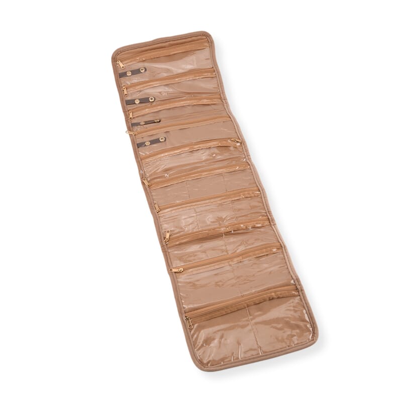 Livmore Brown Jewelry Travel Roll Organizer