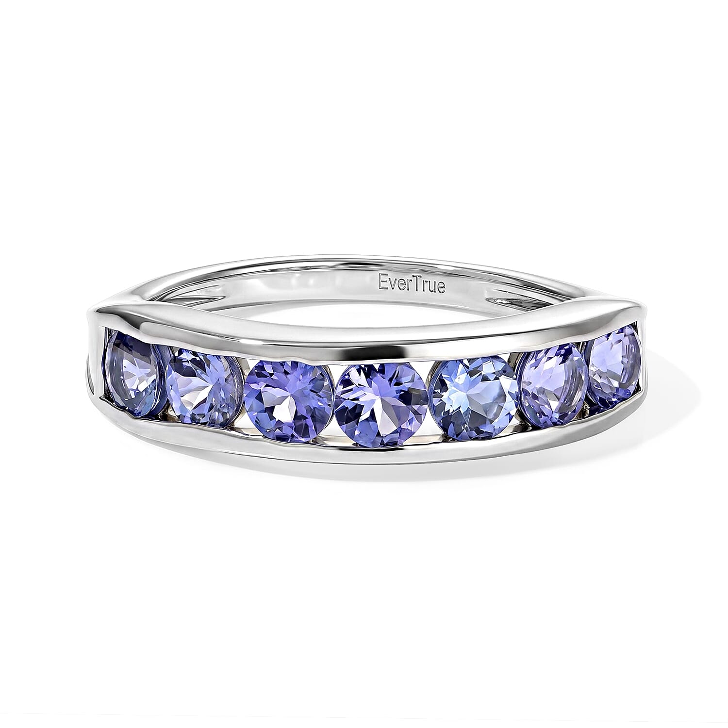 EverTrue Tanzanite 1.35 ctw 7 Stone Look Ring in Platinum Bond (Size 10.0)