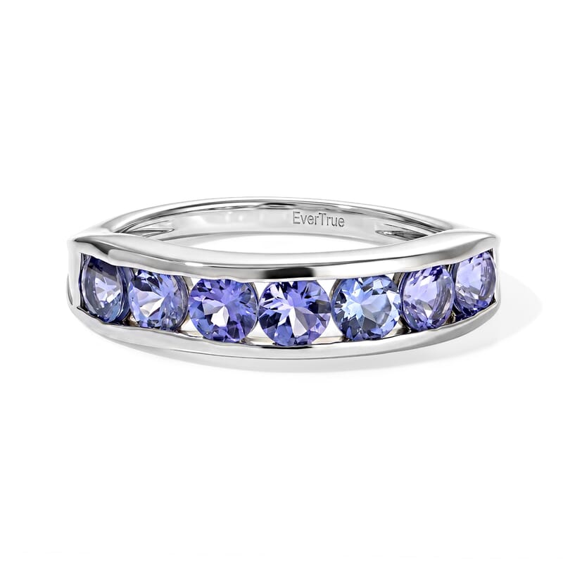 EverTrue Tanzanite 1.35 ctw Look Glow Band Ring in Platinum Bond (Size 5.0)