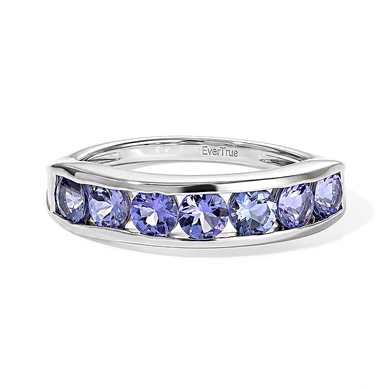 EverTrue Tanzanite 1.35 ctw 7 Stone Look Ring in Platinum Bond (Size 5.0)