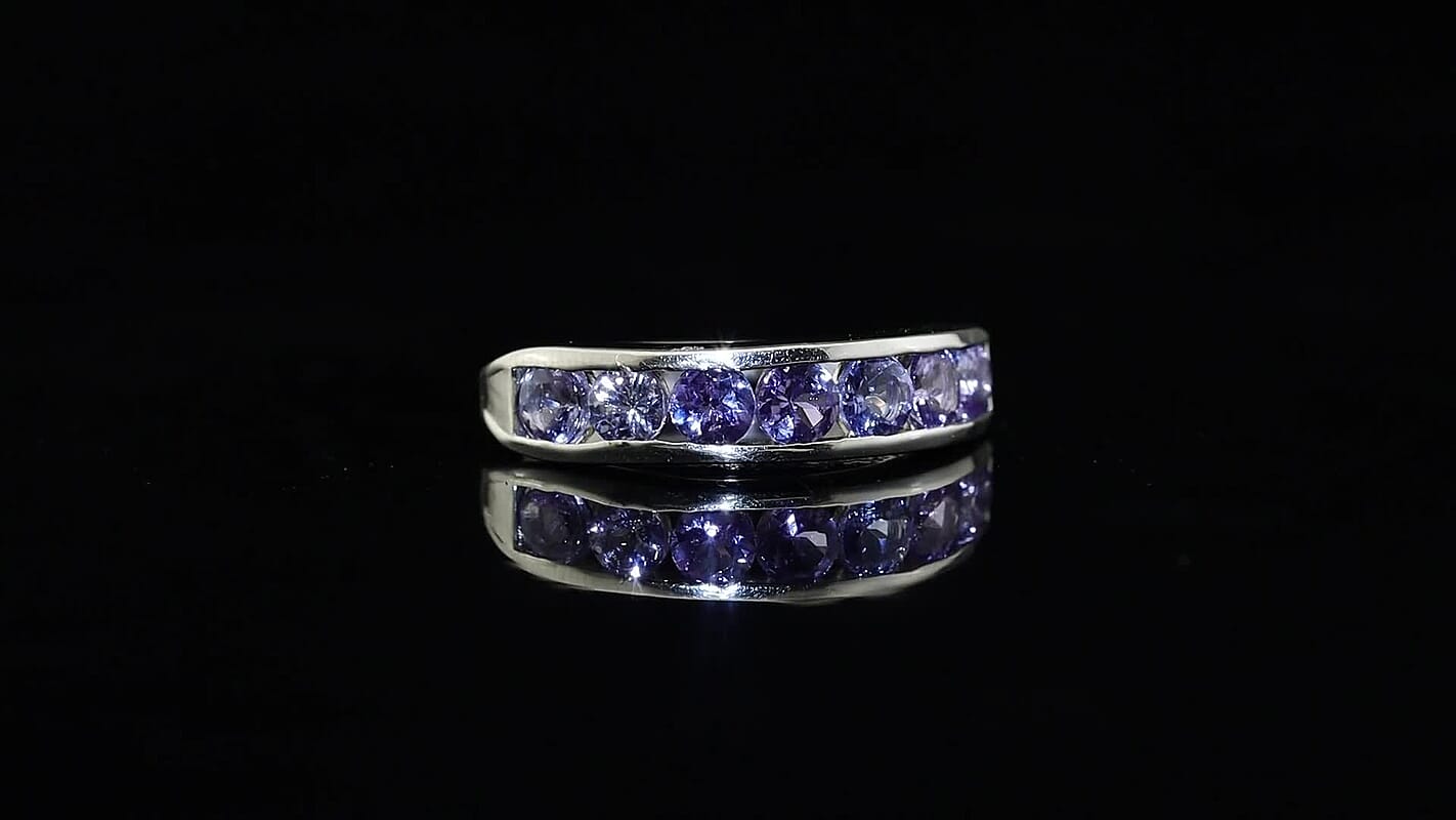 EverTrue Tanzanite 1.35 ctw 7 Stone Look Ring in Platinum Bond (Size 10.0)