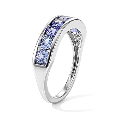 EverTrue Tanzanite 1.35 ctw 7 Stone Look Ring in Platinum Bond (Size 5.0)