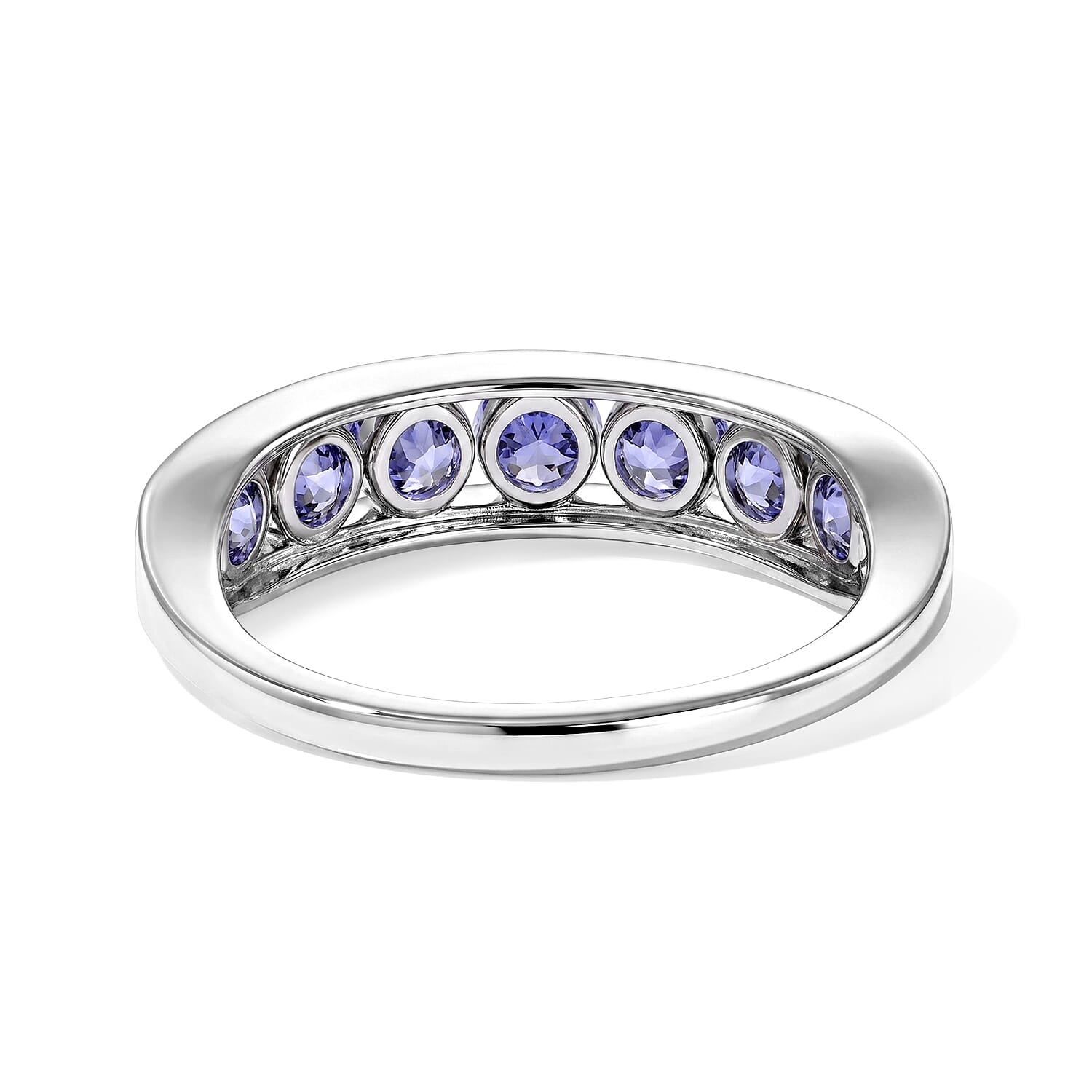 EverTrue Tanzanite 1.35 ctw 7 Stone Look Ring in Platinum Bond (Size 5.0)