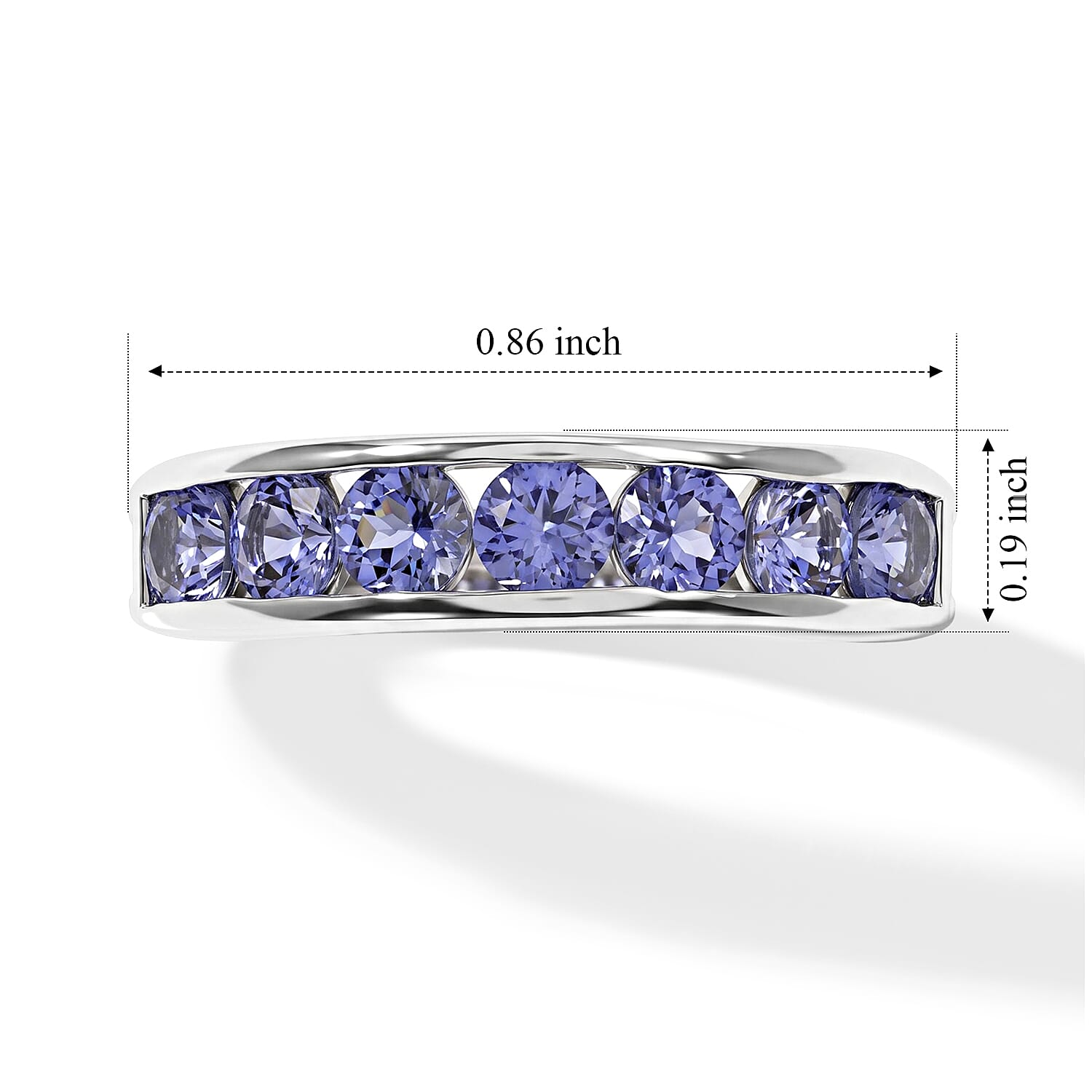 EverTrue Tanzanite 1.35 ctw 7 Stone Look Ring in Platinum Bond (Size 5.0)