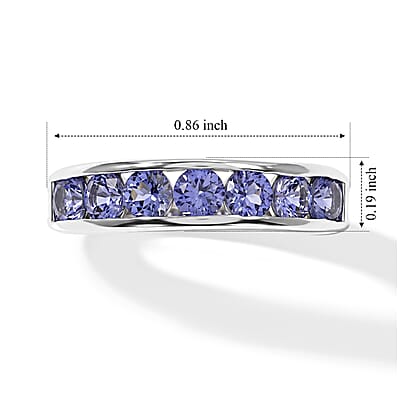 EverTrue Tanzanite 1.35 ctw 7 Stone Look Ring in Platinum Bond (Size 5.0)