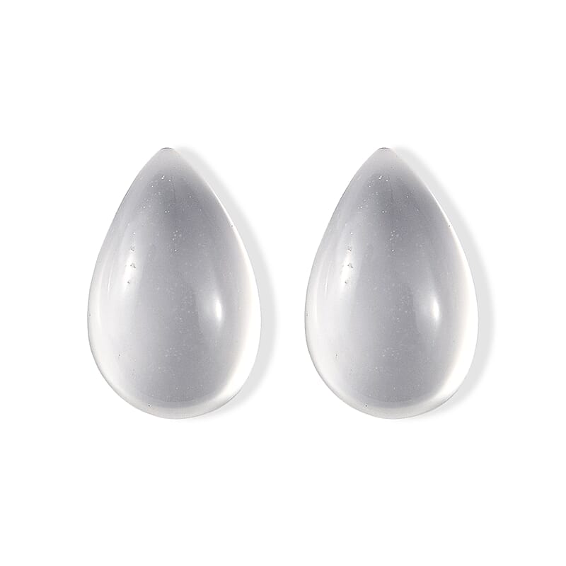 White Moonstone Set of 2 (Pear 9x6 mm) 2.45 ctw