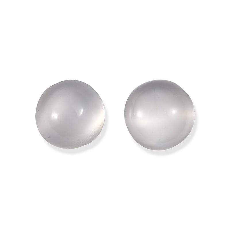 White Moonstone Set of 2 (Rnd 8 mm) 3.20 ctw